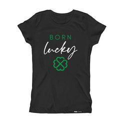 BORN LUCKY Short Sleeve Kids, Teen, Boys, Girls T-shirt