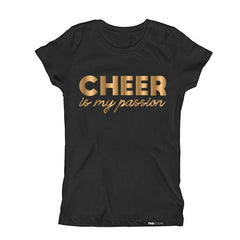 CHEER is my passion in Gold Foil  Kids, Girls, Teens Short Sleeve T-shirt