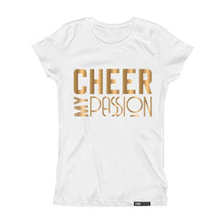 CHEER MY PASSION in Gold Foil Kids, Girls, Teens Short Sleeve T-shirt