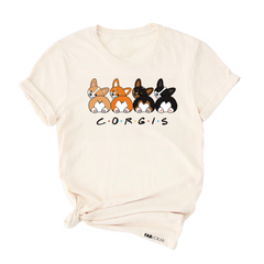 Corgis & Friends T-Shirt - Cute Corgi Design with Friends Font