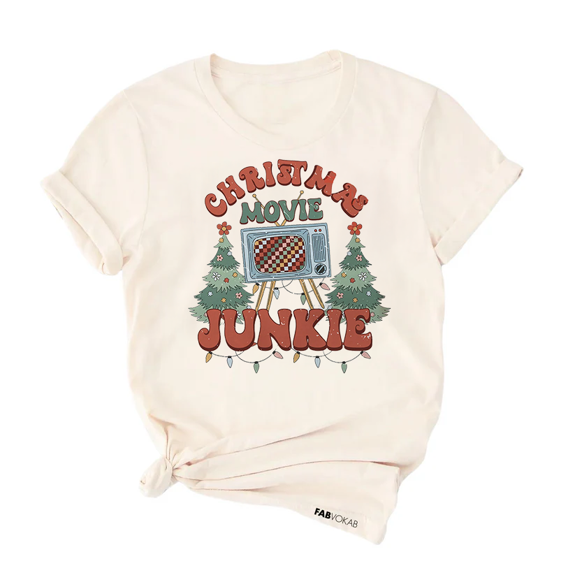 Christmas Movie Junkie T-Shirt - For Kids, Teens & Adults