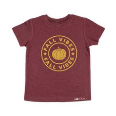 FALL VIBES Maroon Short Sleeve Kids, Teen, Girls, Boys T-shirt