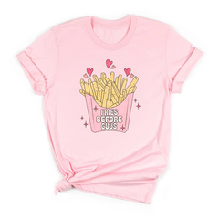 Fries Before Guys T-Shirt for Kids, Girls, and Teens - Fun Short Sleeve Tee