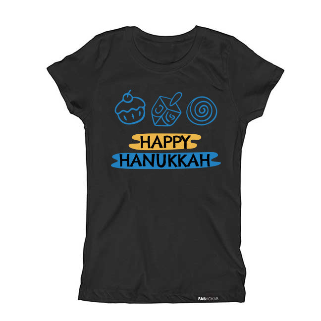 HAPPY HANUKKAH Kids, Girls, Boys, Teens Short Sleeve Hanukkah T-shirt