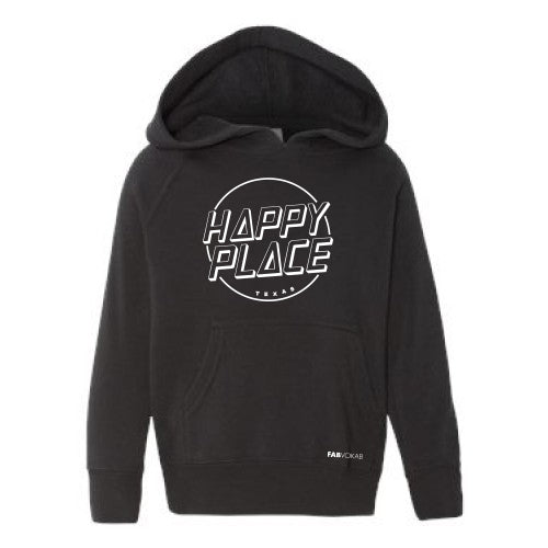 HAPPY PLACE UNISEX KIDS, YOUTH BLACK HOODIE (Customizable)