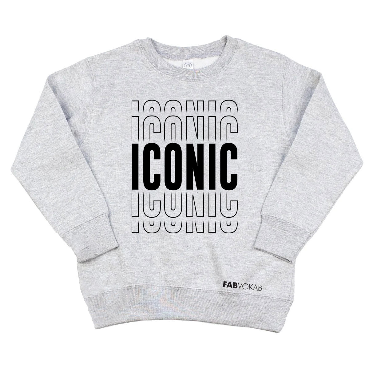 ICONIC. Girls, Boys, Unisex Toddler, Kids Sweatshirt (Grey or Pink)