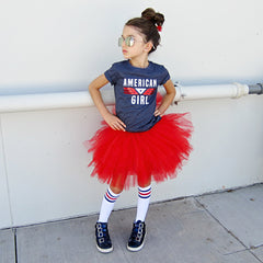 GIRLS KNEE HIGH WHITE WITH BLUE AND RED STRIPES SOCKS