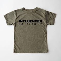 INFLUENCER Army Green, Olive Kids, Boys, Girls, Teens Unisex Short Sleeve T-shirt