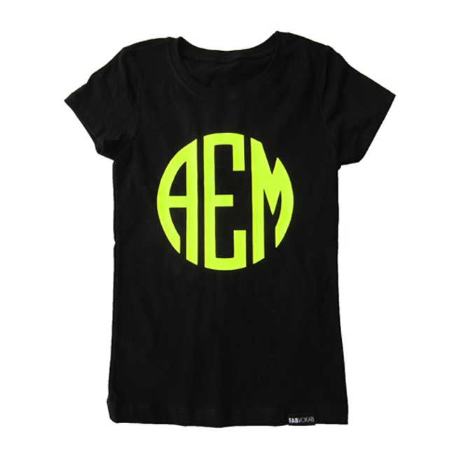 INITIALS VIBRANT NEON GREEN CUSTOM Short Sleeve T-shirt