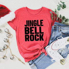 Jingle Bell Rock Kids, Girls, Boys, Teen Short Sleeve T-shirt (green and red)