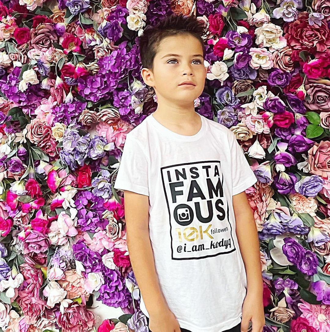 INSTA FAMOUS Custom Kids, Unisex, Boys, Girls Short Sleeve T-shirt (3K, 5K, 10K, 15K, 20K...or any custom number)