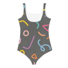 Colorful Lines Kids Little Girls Swimsuit