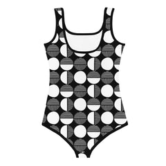 Black and White Kids Little Girls Swimsuit