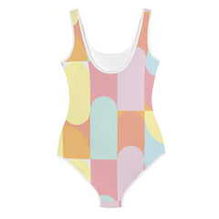 Geometric Pastels Kids, Big Girls Swimsuit