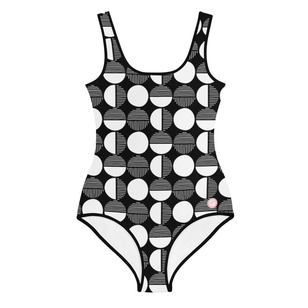 Black and White Kids Big Girls Swimsuit FABVOKAB