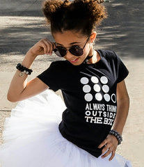 ALWAYS THINK OUTSIDE THE BOX Kind, Boys, Girls, Teen Short Sleeve T-shirt