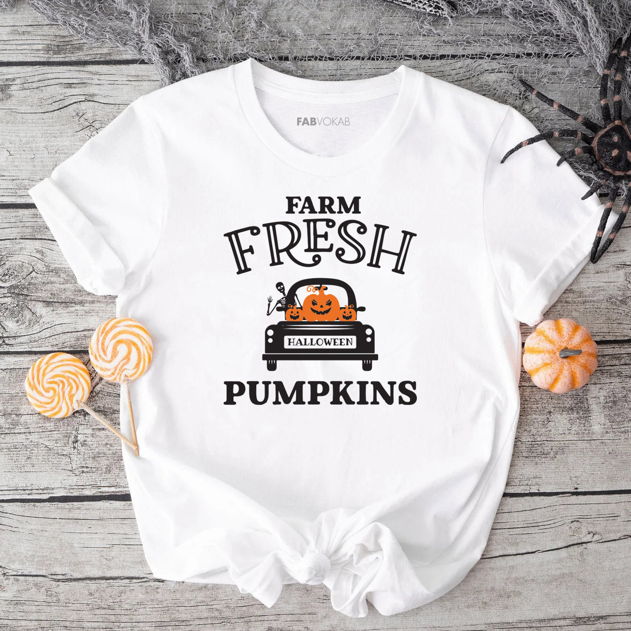 FARM FRESH PUMPKINS KIDS, BOYS, GIRLS, TEEN FALL, HALLOWEEN T-SHIRT FABVOKAB